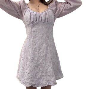 Cute short long sleeve lavender dress!